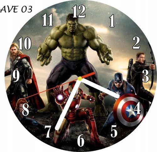 ZEGAR ŚCIENNY AVENGERS MARVEL CICHY PŁYNĄCY na Arena.pl