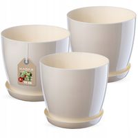 KADAX Zestaw 3x Doniczka Osłonka Krem Połysk 18cm