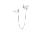 ELEGANCKA KLASYCZNA NAUSZNICA NA MAŁŻOWINĘ EAR CUFF Z ŁAŃCUSZKIEM SREBRO