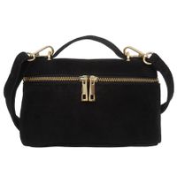 VERA PELLE torebka damska zamszowa listonoszka mała z paskiem V709 czarna