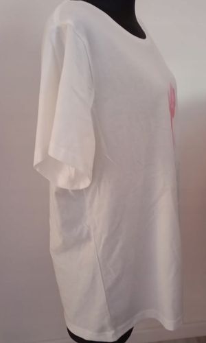 Bluzka MODNA z nadrukiem koszulka bawełna biała z różem t-shirt 2XL na Arena.pl