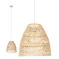 Lampa wisząca RATTANOWA boho RANGO 1xE27 sufitowa beżowa KLOSZ 30cm