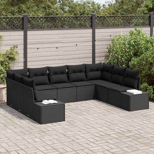 Zestaw Sof na Ogród 9 pcs Czarny 289 x 209 x 85 cm Polirattan na Arena.pl
