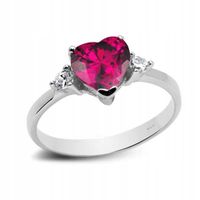 Srebrny Pierścionek z Rubinowym Sercem