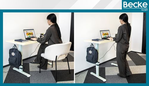 Biurko elektryczne automatyczne regulowane na stojąco 120x60 jasny brąz na Arena.pl