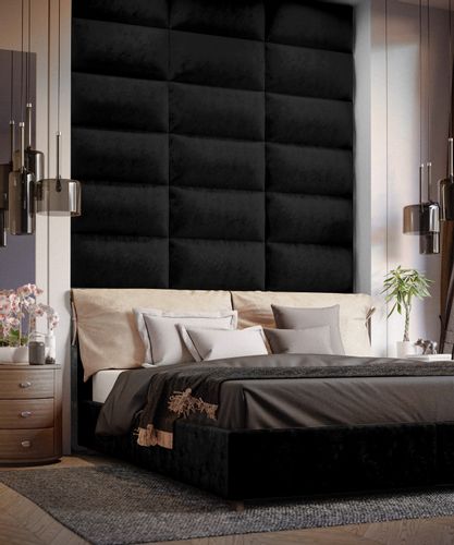 PANEL TAPICEROWANY ŚCIENNY CZARNY WEZGŁOWIE 3D 60cm x 40cm na Arena.pl