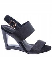 Damskie buty na lato czarne sandały na obcasie 14143 39