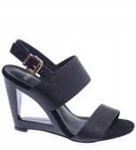Damskie buty na lato czarne sandały na obcasie 14143 39