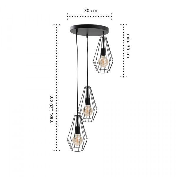 Lampa wisząca 3xE27 LEX BLACK zdjęcie 2