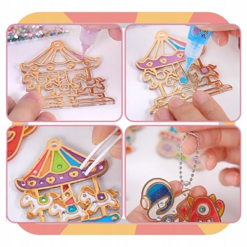 ZESTAW DO ROBIENIA BRELOCZKÓW dla dzieci DIY breloczki 12 szablonów 12 farb na Arena.pl