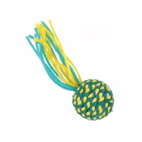 Pobudzająca zabawka dla kota - piłeczka z frędzelkami i grzechotką 4cm