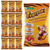 Tygryski Chrupki kukurydziane o smaku truskawkowym 70 g x 12 sztuk