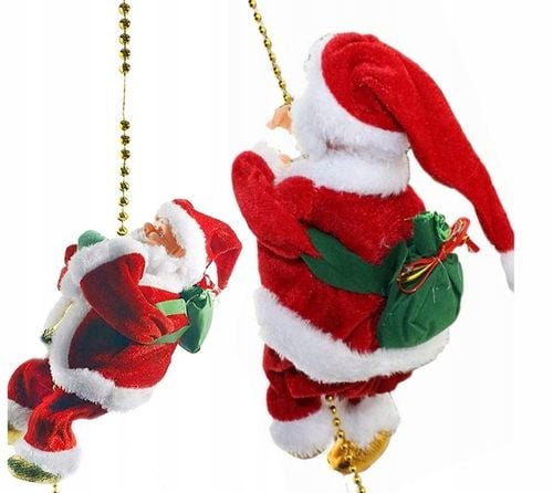 MIKOŁAJ WSPINAJĄCY SIĘ NA LINIE 100CM MELODYJKA NA PREZENT ŚWIĘTA WCHODZĄCY na Arena.pl