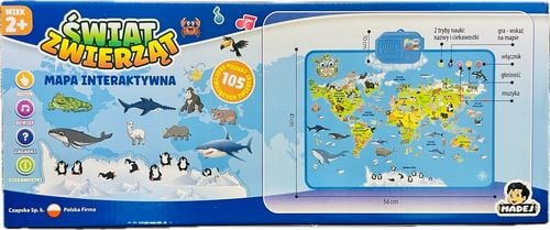 INTERAKTYWNA MAPA ŚWIATA ZWIERZĄT DOTYKOWA MATA EDUKACYJNA MÓWI PO POLSKU na Arena.pl