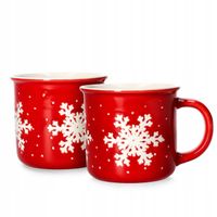 ZESTAW kubków 2 kubki Kubek ŚWIĄTECZNY ze śnieżynką Prezent czerwone Homla