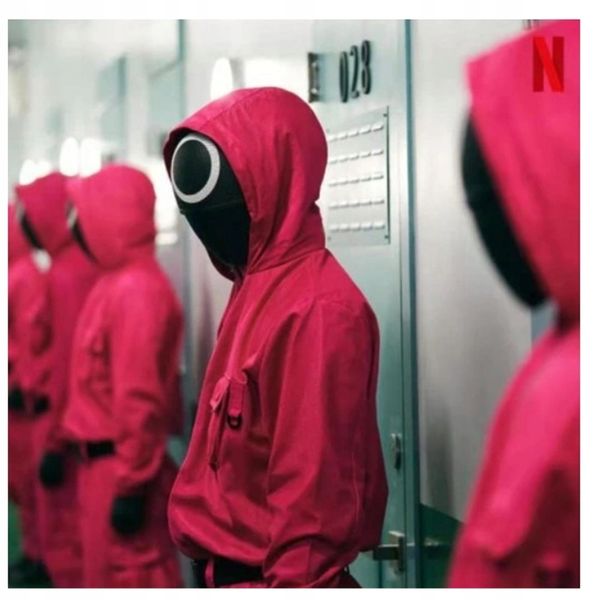 PRZEBRANIE SQUID GAME STRAŻNIK CZERWONY STRÓJ L zdjęcie 5