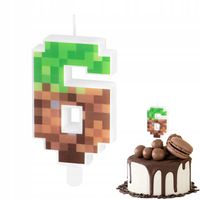 ŚWIECZKA URODZINOWA CYFERKA 6 Z MOTYWEM MINECRAFT KLOCKI CYFRA NA IMPREZĘ