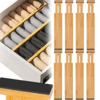 8x organizer do szuflad przegródki separator bambus przegrody zestaw 8 szt