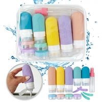 zestaw silikonowych pojemniczków, buteleczek, słoiczków podróżnych 14w1