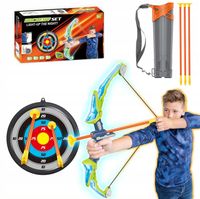 ŁUK ŚWIECĄCY LED 3 STRZAŁY TARCZA KOŁCZAN BEZPIECZNY ZESTAW STRZELECKI BOY