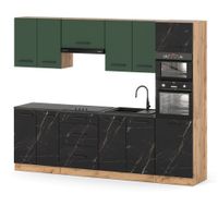 Kuchnia Modułowa Z Blatem Słupek 2.6m Wotan Butelkowa Zieleń San Sebastian