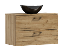 Szafka łazienkowa wisząca LUNA 80 dąb craft złoty z umywalką Eliza C (W1)