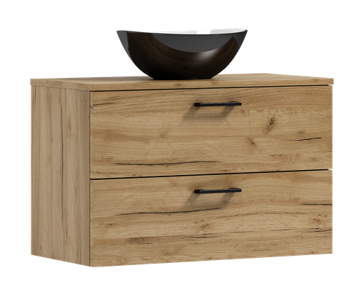 Szafka łazienkowa wisząca LUNA 80 dąb craft złoty z umywalką Eliza C (W1) na Arena.pl