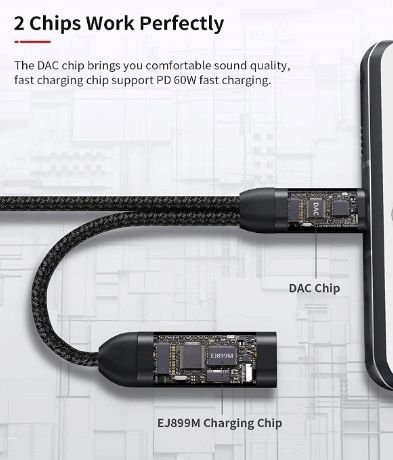 ADAPTER USB C JACK 3,5mm PD USB C 2W1 NIMASO zdjęcie 4