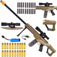 DUŻY KARABIN 2w1 ZE STRZAŁKAMI I ŁUSKAMI AUTOMAT MANUAL LUNETA ZESTAW