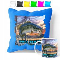 ZESTAW: KUBEK + POSZEWKA - RYBAK WĘDKARZ RYBY - PREZENT WIELE WZORÓW + IMIĘ