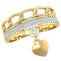 ZŁOTY PIERŚCIONEK ZARĘCZYNOWY Z RUCHOMĄ ZAWIESZKĄ SERDUSZKO ZŁOTO PRÓBY 585 SERCE