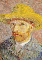 Plakat 70x100cm Self-Portrait with a Straw Hat, Van Gogh Vintage