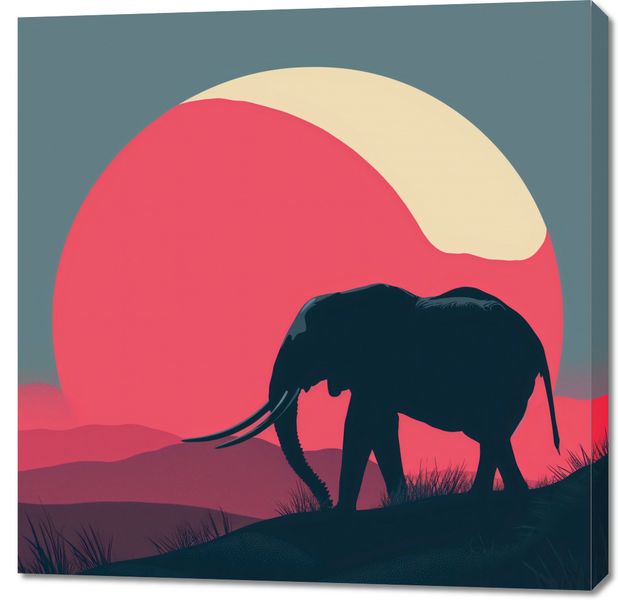Obraz 90x90cm Słoń przy Czerwieni zdjęcie 1