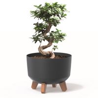 Donica okrągła 29 cm misa matowa nóżki wkład antracyt