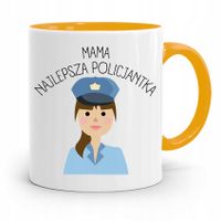 Kubek Żółty Dla Mamy Najlepszej Policjantki Z Nadrukiem Ze Zdjęciem