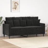 Sofa 2-osobowa, czarna, 140 cm, tapicerowana aksamitem