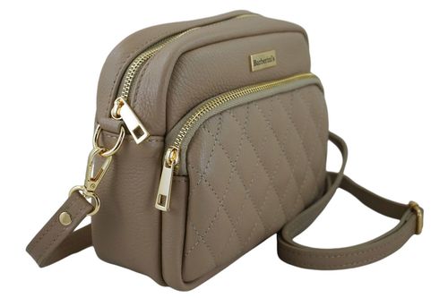 Torebka skórzana na ramię pikowana - Beżowa na Arena.pl