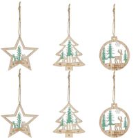 Zawieszki choinkowe 6 sztuk drewniane ozdoby świateczne