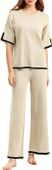 Komplet damski dwuczęściowy spodnie bluzka luźny zestaw beżowy one size