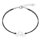 Modna Bransoletka Sznurkowa Rower Srebro 925
