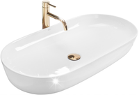 UMYWALKA NABLATOWA DUŻA REA CLEO WHITE 80x40 cm BIAŁA OWALNA CERAMICZNA
