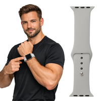 Pasek do Apple Watch 38 40 41 42 (s10) silikonowy opaska bransoleta szary