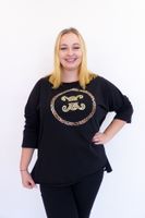 Czarna Bluzka Damska z Panterkową Aplikacją UNI DUŻY