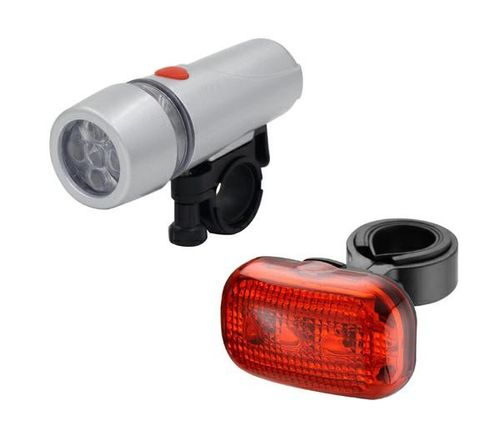 Lampki do roweru - przód srebrna 5 super white LED + tył 3 LED na Arena.pl