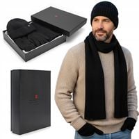 Komplet Męski CZAPKA SZALIK RĘKAWICZKI Zestaw na Prezent CZARNY Pako Jeans