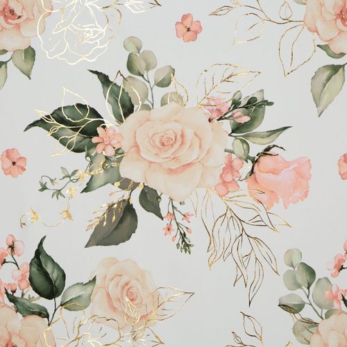 Zasłona gotowa na taśmie ROSE 135x270 Eurofirany biała w róże na Arena.pl