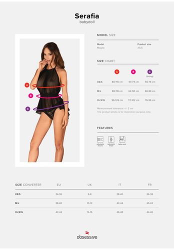 serafia babydoll i stringi   xs/s na Arena.pl