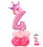 ZESTAW BALONÓW STOJĄCY RÓŻOWY Z CYFRĄ 4 NA PRZYJĘCIE URODZINOWE DEKORACJA