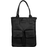 VERA PELLE torebka skórzana shopper na ramię z kieszeniami V516 czarna