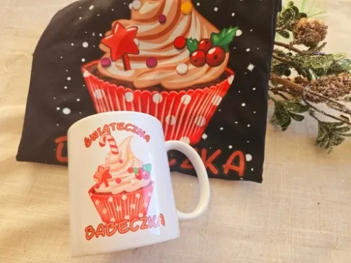 PREZENT ZESTAW DLA ŻONY DZIEWCZYN ŚWIĄTECZNY KUBEK+ KOSZULKA POD choinkę na Arena.pl